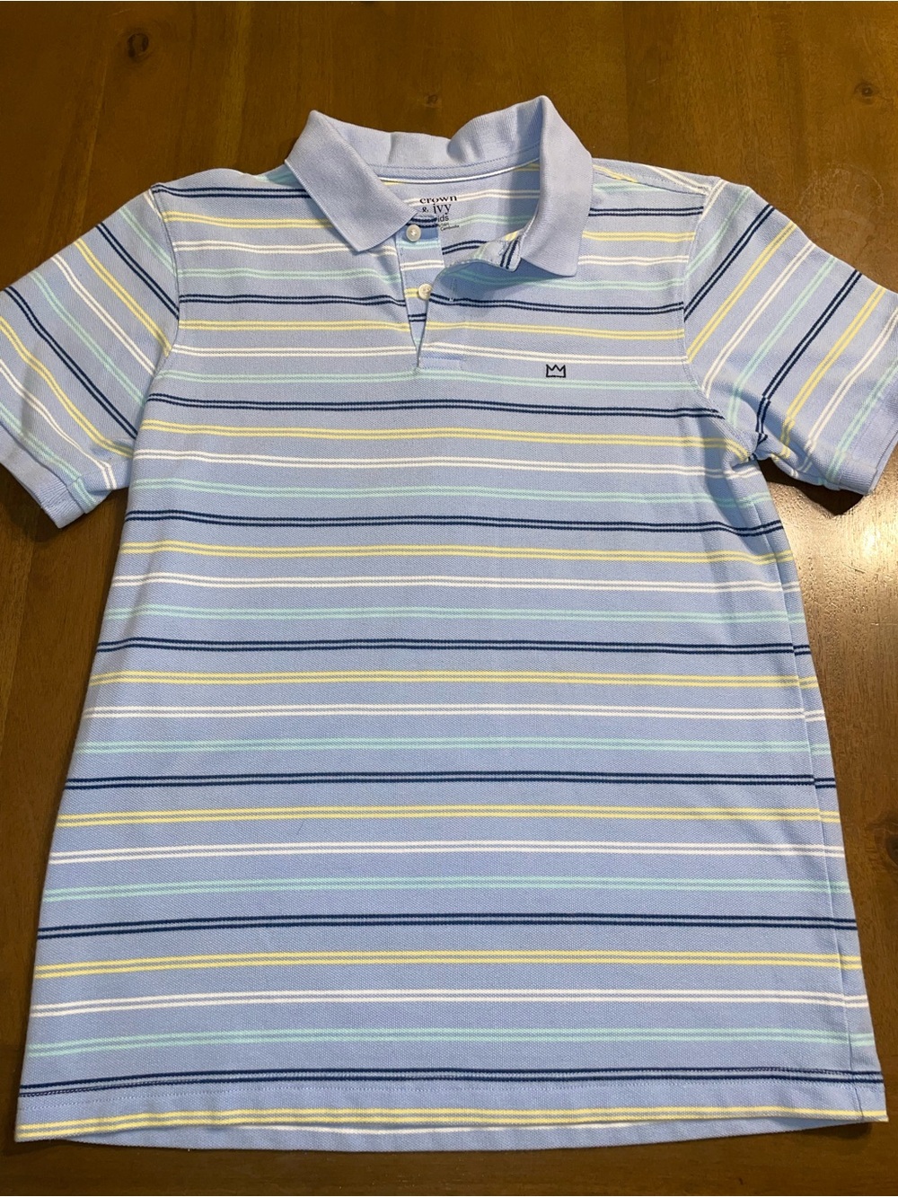 Crown & Ivy Boys' Light Blue Striped Polo Shirt